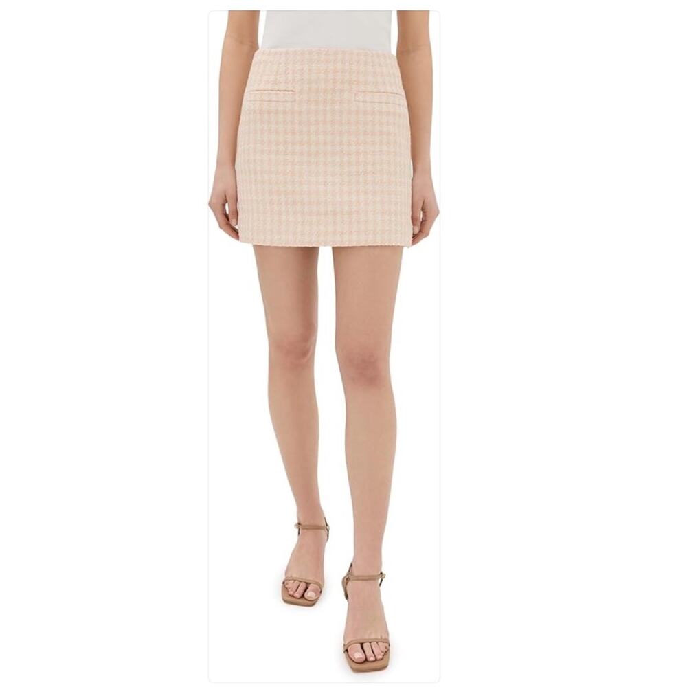 NWT ANINE BING Vanessa‎ Peach Cream Tweed Mini Skirt Size 38 S